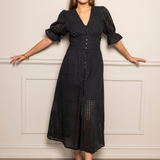 Andrea Dress Broderie Black (PRE-ORDER. LEV: UKE 20)