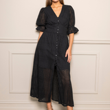 Andrea Dress Broderie Black (PRE-ORDER. LEV: UKE 20)