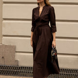 Maria Dress Chocolate Poplin
