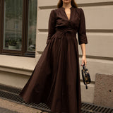 Maria Dress Chocolate Poplin