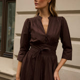 Maria Dress Chocolate Poplin