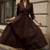 Maria Dress Chocolate Poplin