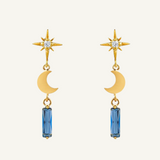 Orelia Starburst, Moon & Baguette Drop Earrings