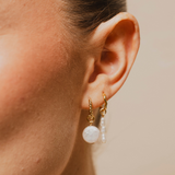 Orelia Flat Pearl & Rope Hoop Earrings